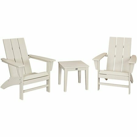 POLYWOOD Modern Sand 3-Piece Adirondack Chair Set with Newport Table 633PWS5021SA